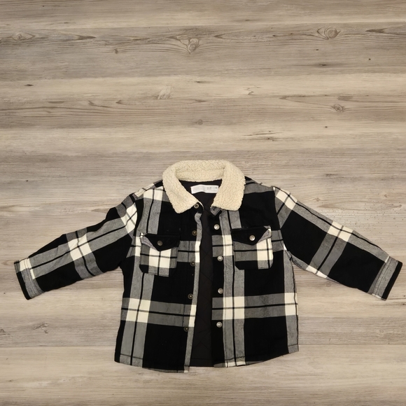 Zara Baby Plaid Button Up  Sherpa Lined Jacket Size 12-18mos - Picture 2 of 8